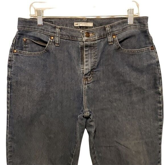 Lee Womens Size 34 Blue Solid Relaxed Fit Straight Leg Jeans - Picture 3 of 11